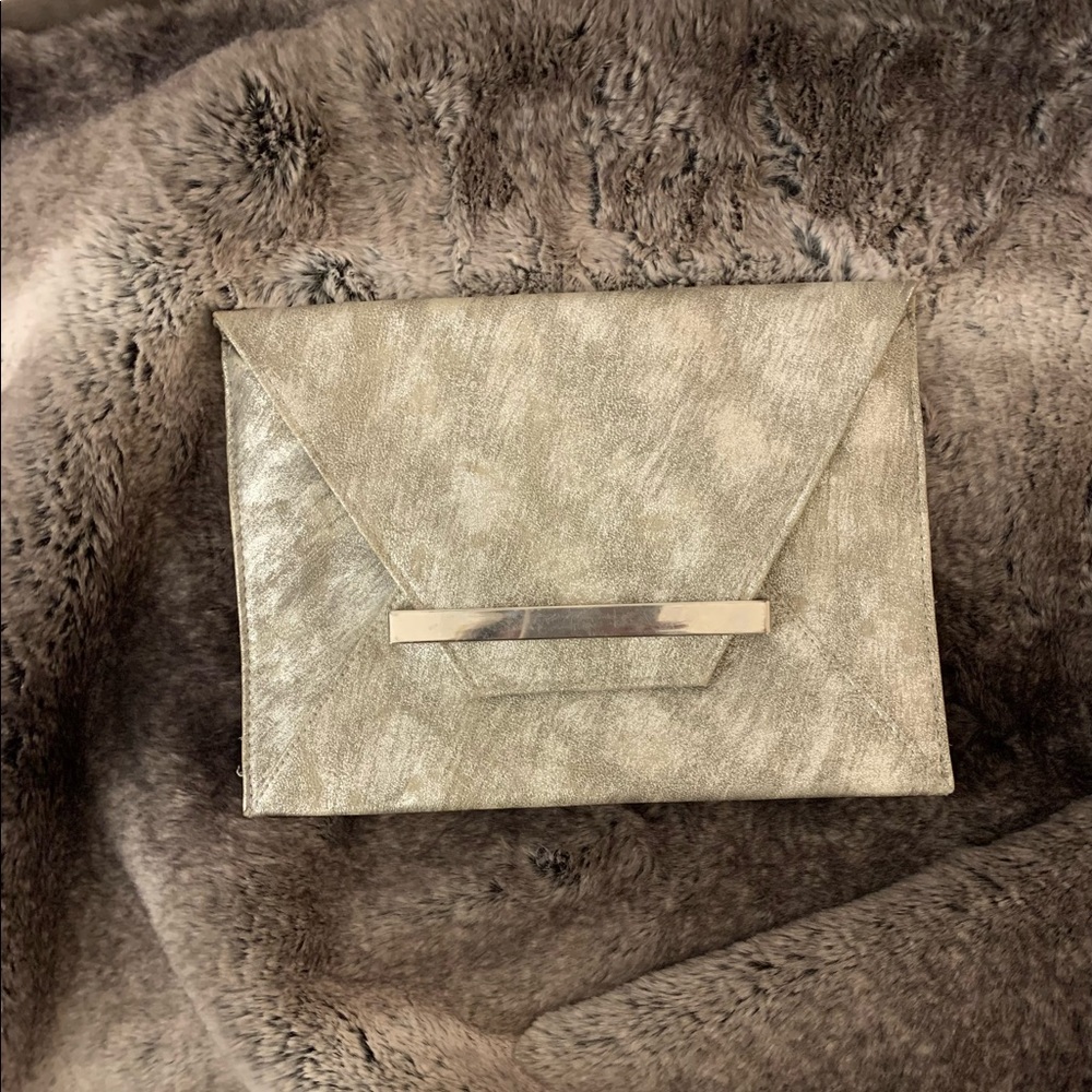 Brushed Silver Envelope Clutch